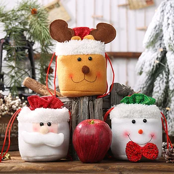 1/3шт Креативная мультяшная 3D кукла в канун Рождества, подарочная сумка для конфет, сумка для яблок на шнурке, Подарочная сумка для Снеговика, сумка для лося, украшения для вечеринок, Новинка