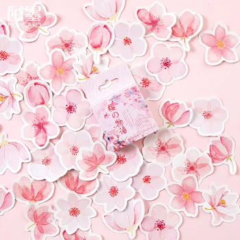 1 коробка (45 шт) Цена: Декоративные наклейки из бумаги с розовым цветком Сакуры