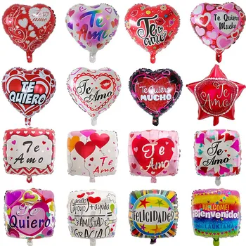 10шт 18-дюймовых испанских Валентинок Love Heart TE AMO Воздушные шары из фольги для празднования Дня Рождения и свадьбы TEAMO Valentines Гелиевые Шары