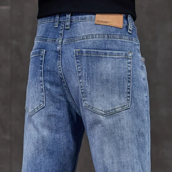 2023 Новые мужские брендовые джинсы Модные Мужские Повседневные облегающие Прямые обтягивающие джинсы с высокой эластичностью для ног мужские синие хит продаж мужские брюки