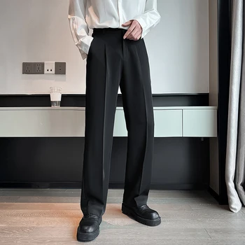2023 Новые мужские костюмные брюки, однотонные повседневные широкие брюки, облегающие брюки оверсайз