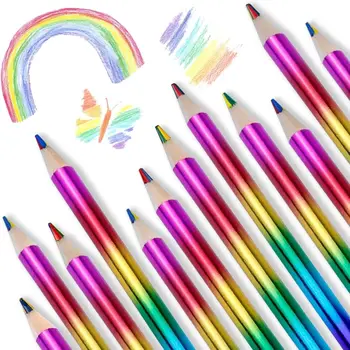 24 Штуки цветных карандашей 4 цвета в 1, разноцветный карандаш, деревянный цветной карандаш, для рисования, зарисовок и других