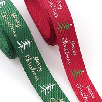 25 мм Рождественские ленты с принтом в крупный рубчик, ленты для подарочной упаковки, свадебные украшения, банты для волос, сделай САМ