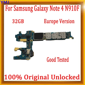 32G Для Samsung Galaxy Note 4 N910F N910U N910A N910G Материнская плата Оригинальная разблокировка Системы Android Без Логической платы ID Учетной записи