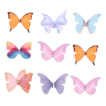 50шт Ткань из органзы градиентного цвета с аппликацией в виде бабочек 38 мм Полупрозрачная шифоновая бабочка для украшения кукол
