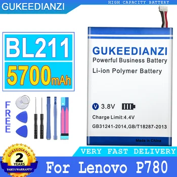 5700 мАч 100% Новый Оригинальный GUKEEDIANZI Высококачественный Сменный Аккумулятор BL211 Для Lenovo P780 Big Power Bateria с бесплатными инструментами