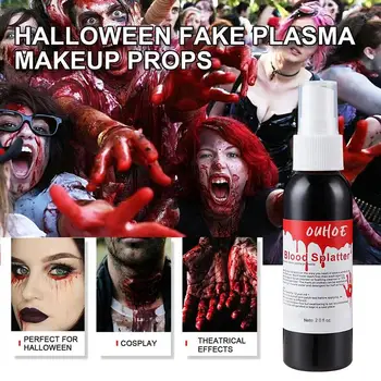 60 мл Реалистичный спрей для Хэллоуина, искусственный Псевдо-красный макияж, Реквизит для зомби, Плазменный спрей