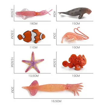 7шт Обучающая модель морской жизни Каменная рыба Красные раки для украшений