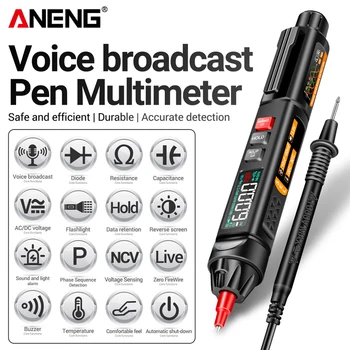 ANENG A3009 Мини-цифровой профессиональный мультиметр-ручка с автоматическим измерением напряжения для тестирования нулевого напряжения провода/последовательности фаз