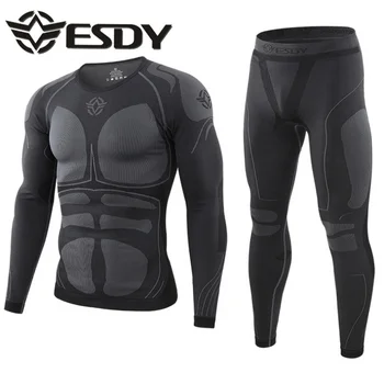 ESDY Men's Fitness Новый спортивный костюм для велоспорта на открытом воздухе с функцией сжатия, комплект термобелья, плотно впитывающий пот