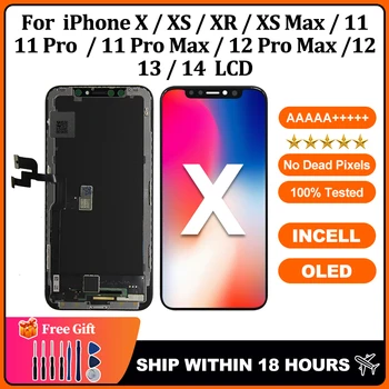 Incell OLED LCD для iPhone X XS XR XS MAX Замена ЖК-дисплея с 3D сенсорным экраном и цифровым преобразователем для iPhone 11 12 13 14 Дисплей