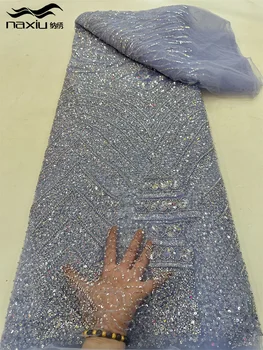 Madison-Кружевная ткань ручной работы, расшитая блестками, Платье из тюля с жемчугом в африканском Дубае, Роскошная ткань для шитья