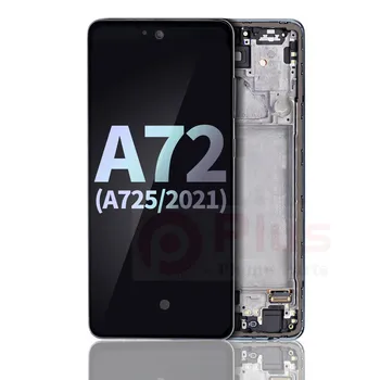 OLED-дисплей в сборе с рамкой, совместимый с Samsung A72 (A725 / 2021) (пакет обновления) (Потрясающий черный)