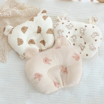 U-образная подушка для новорожденных, хлопковый мишка, подушка для кормления младенцев, Поддерживающая сон новорожденных, Вогнутые мультяшные подушки, хлопковая подушка