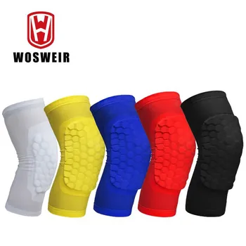 WOSWEIR 1 шт. Баскетбольные Наколенники в виде сот, Короткий Дизайн, Компрессионные рукава для ног, Наколенник для волейбола, Защитная скоба, Поддержка