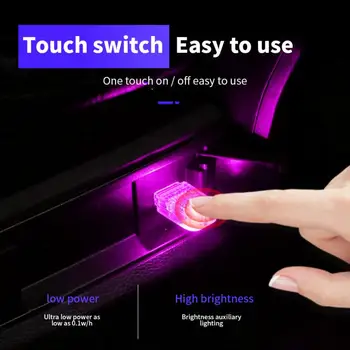 Автомобильная светодиодная подсветка Атмосфера салона автомобиля USB Неоновый рассеянный свет RGB Мини-красочная лампа Портативный Мини-ночник Автомобильный аксессуар