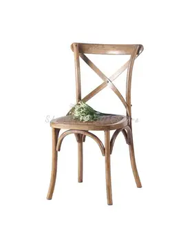 Американский обеденный стул из цельного дерева Простая Бытовая Вилка для спинки Ротанговый стул Ретро Обеденный стол Стул Скандинавский Ресторанный стул