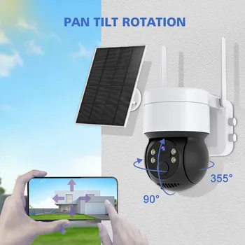 Беспроводная Солнечная камера Wi-Fi Камера видеонаблюдения Наружная IP-камера с аудио разрешением Full HD 1080P с аккумуляторной батареей емкостью 6000 мАч