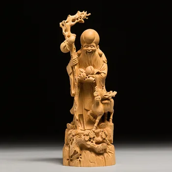 Бог долголетия в китайском стиле, Старый Шоу Син, резьба по дереву, скульптура Будды, украшения для дома, ремесла