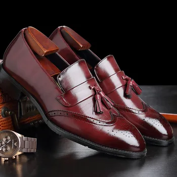 Большие размеры 37-48, мужские кожаные лоферы, брендовая обувь, классическая мужская обувь с перфорацией типа 