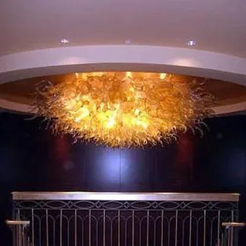 В гостиной Высокий потолочный светильник, роскошная люстра из выдувного стекла ручной работы, подвесные лампы 36 на 16 дюймов
