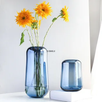 Ваза из толстого стекла в скандинавском стиле, Европейское украшение, ваза для цветов в гостиной, Прозрачная Гидропонная настольная ваза для цветов