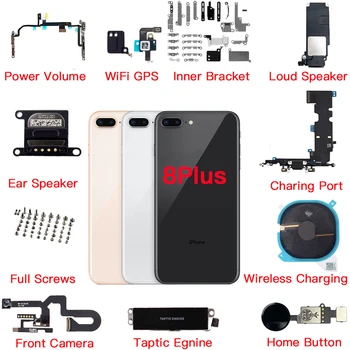 Внутренние детали для iPhone 8 Plus Зарядная док-станция Мощность Громкость Фронтальная камера Гибкий кабель Ушной громкоговоритель Полный кронштейн Винты