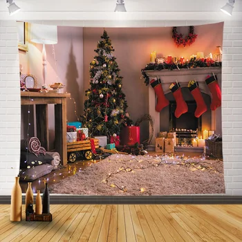 Гобелен с рисунком Рождественской елки, Фестивальный дом, гостиная, спальня, Фоновая ткань, украшение на стену, Эстетичный декор комнаты