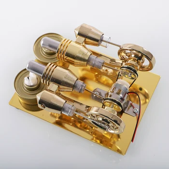 Двухцилиндровый двигатель Стирлинга Металл с низкой разницей температур для научного физического эксперимента Подарок на День рождения Игрушка Игра