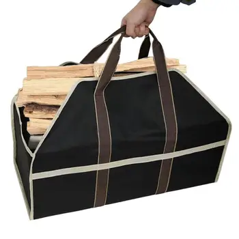 Держатель для принадлежностей для камина, дровяной печи, тяжелая восковая сумка для переноски бревен, тяжелая сумка для бревен, сверхмощная сумка для камина