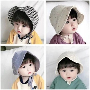 Детская шляпка с несколькими узорами, солнцезащитный капор с полями, хлопковая шляпка для малышей, шапочка для душа для маленьких мальчиков и девочек