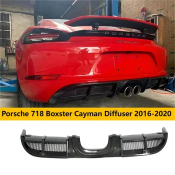Диффузор Заднего Бампера Автомобиля Для Губ, Выхлопной Спойлер, Сплиттер Багажника Из Настоящего Углеродного Волокна Для Porsche 718 Boxster Cayman 2016-2020