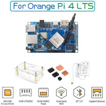 Для Orange Pi 4 LTS 4 ГБ LPDDR4 16 ГБ EMMC Rockchip RK3399 Wifi + BT5.0 Плата разработки Gigabit Ethernet