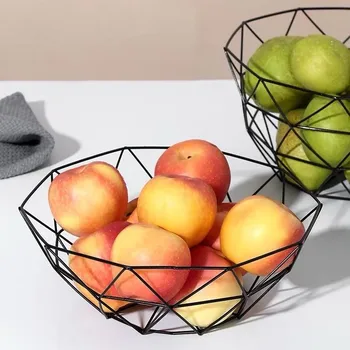 Железная корзина для фруктов в скандинавском стиле для дома и гостиной, Креативная тарелка, Ваза для фруктов, Кухонный органайзер