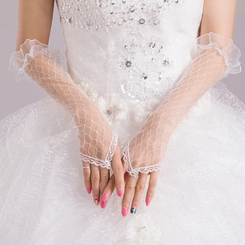 Женские кружевные свадебные перчатки без пальцев длиной до локтя, длинные перчатки для свадебной вечеринки
