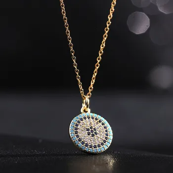 Женское ожерелье из 18-каратного золота с круглым кристаллом и подвеской из циркона, популярный подарок любителю модных ювелирных изделий