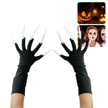 Забавные перчатки с когтями для ногтей, украшения для вечеринки на Хэллоуин, Марди Гра