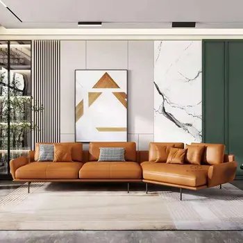 Итальянский роскошный диван Креативный кожаный диван из микрофибры Современный минималистичный диван для маленькой квартиры L-образный угловой диван в гостиной