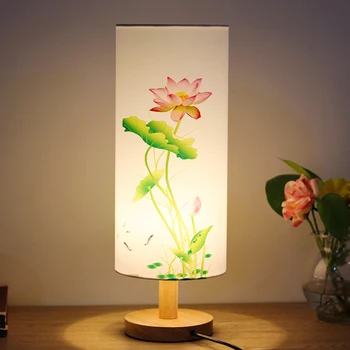 Китайская Ветровая настольная лампа, Современная Китайская прикроватная тумбочка для спальни, Креативная Теплая настольная лампа в Китайском стиле