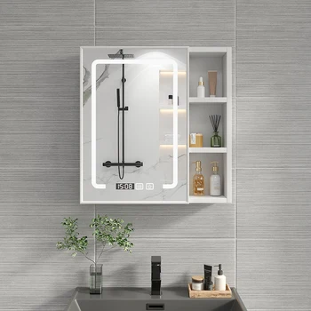 Космический алюминиевый интеллектуальный зеркальный шкаф настенное зеркало для ванной комнаты с полкой для хранения, отдельный встроенный шкаф для хранения
