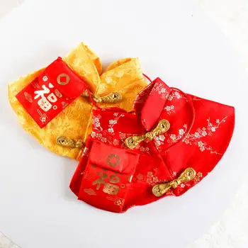 Костюм кошки-собаки в Китайском стиле, костюм кошки Весеннего фестиваля, красный конверт с накидкой, Рождественский Костюм, Новогодний костюм с воротником-бабочкой