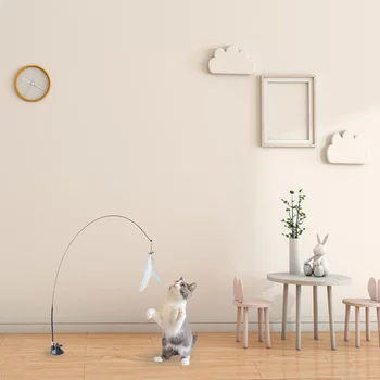 Кошка Забавная Игрушка-Палочка из Перьев с Колокольчиком Котенок Автоматическая Играющая Дразнящая Палочка Игрушки