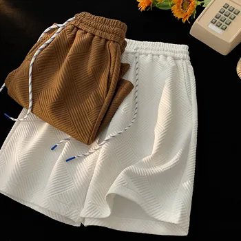 Летние модные шорты с геометрическим принтом, с завязками на талии, спортивные шорты для бега трусцой с карманами