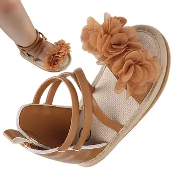 Летние сандалии для новорожденных девочек, милая обувь для малышей, Классическая повседневная обувь принцессы с цветами, обувь для маленьких девочек
