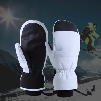Лыжные варежки, зимние водонепроницаемые перчатки для сноуборда, теплые сенсорные экраны, перчатки для холодной погоды, поводки для запястий с карманами