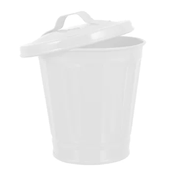 металлическая корзина для мусора с крышкой: коробка для цветов, мешок для мусора для автомобильных сумок, крошечное мусорное ведро, небольшой контейнер для макулатуры для ванной