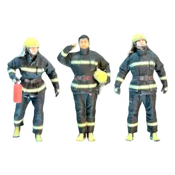 Миниатюрные фигурки пожарных 1:64 Архитектурная модель Реалистичный Настольный Орнамент из песка для Диорамы Аксессуары для микроландшафтов