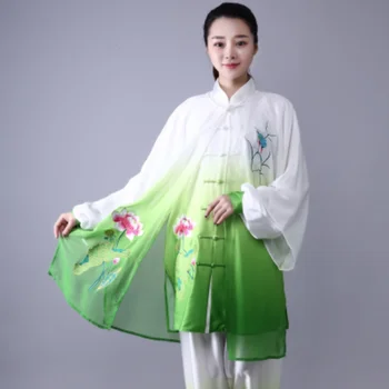 Модная форма Тайцзи Для женщин и мужчин, форма для боевых искусств, китайский Традиционный Народный костюм Кунг-фу с длинным рукавом, Утренняя спортивная одежда