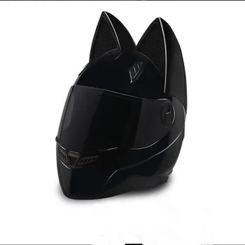 Мотоциклетный шлем NITRINOS для мужчин и женщин, гоночная личность, защитный шлем Four seasons, шлем с кошачьими ушками