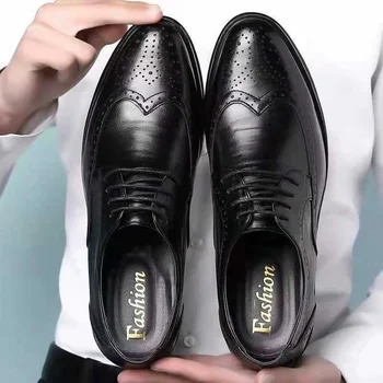 Мужские оксфордские туфли ручной работы из натуральной телячьей кожи с перфорацией типа 
